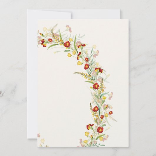 Invitation Fleurs Wild Marigold Foliage Mariage Réception (Dos)