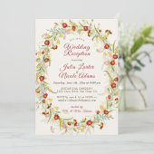 Invitation Fleurs Wild Marigold Foliage Mariage Réception (Debout devant)