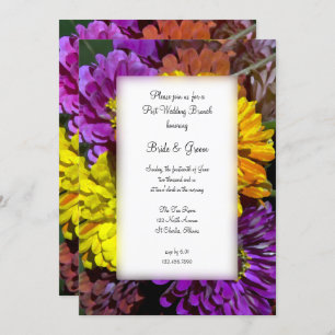 Invitation Fleurs Zinnia colorées Post Mariage Brunch
