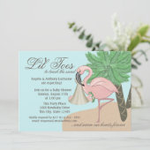 Invitation Flip Flop et Baby shower Flamant rose (Debout devant)