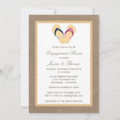 Invitation Flip Flop Plage De Sable Sur Burlap Fiançailles Do (Devant)