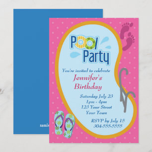 Invitation Flip Flop Pool fête anniversaire