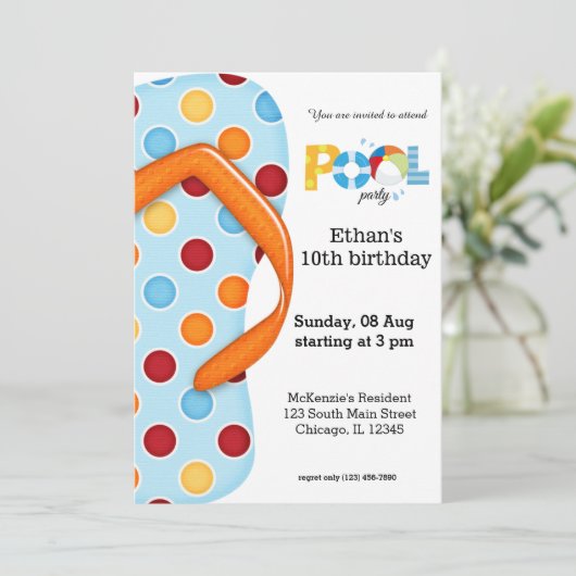 Invitation Flip Flop Pool Party (Debout devant)
