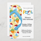 Invitation Flip Flop Pool Party (Devant / Derrière)