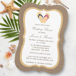 Invitation Flip Flop Sandy Beach Sur Burlap Wedding shower<br><div class="desc">Ces tongs sur burlap plage invitation de douche de mariage fera le faire-part parfait pour toute mariée et marié à être! Le design comporte un bel arrière - plan rustique effet burlap avec ses tongs et ses tongs mignons. Ces invitations peuvent être personnalisées pour votre occasion spéciale et feraient la...</div>