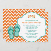 Invitation Flip Flops Pool Party (Devant / Derrière)