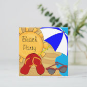 Invitation Flip Flops Sunglasses Plage Anniversaire (Debout devant)