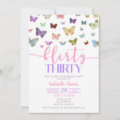 Invitation Flirté papillon couleur Trente fête d'anniversaire (Devant)