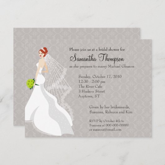 Invitation Flirty de Fête de la mariée de brume (Devant / Derrière)