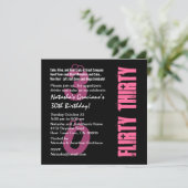 Invitation Flirty Thirty Birthday Black White PInk Modèle (Debout devant)
