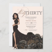 Invitation Flirty Thirty Glam Black & Rose Gold 30e anniversa (Devant)