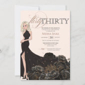 Invitation Flirty Thirty Glam Black & Rose Gold 30e anniversa (Devant)