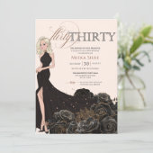 Invitation Flirty Thirty Glam Black & Rose Gold 30e anniversa (Debout devant)