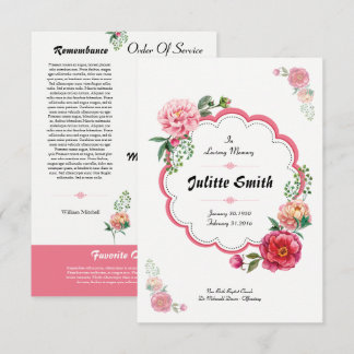 Invitation Floal Funeral Program Flyer