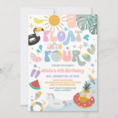Invitation Float Into Four Pool Party Summer 4th Birthday (Devant)
