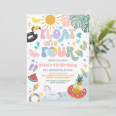 Invitation Float Into Four Pool Party Summer 4th Birthday (Debout devant)