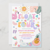 Invitation Float Into Four Pool Party Summer 4th Birthday (Devant)