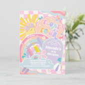 Invitation Float Into Four Sun Rainbow Disco 4th Birthday (Debout devant)