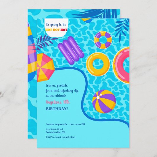Invitation Floats de la piscine (Devant / Derrière)