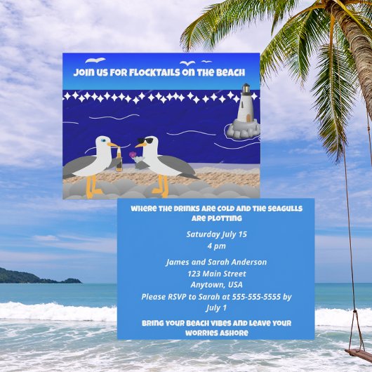 Invitation Flocktails sur la Plage Décontracté | Mouettes Drô