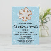 Invitation Flocon de Cookie Vacances Noël Fête Bleu Neige (Debout devant)