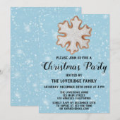 Invitation Flocon de Cookie Vacances Noël Fête Bleu Neige (Devant / Derrière)