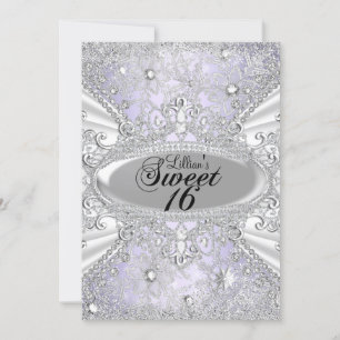 Invitation Flocon de diamant violet hiver merveilleux Sweet16