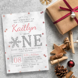 Invitation Flocon de neige 1er anniversaire d'hiver