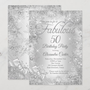 Invitation Flocon de neige à l'arc fabuleux 50 perles argenté