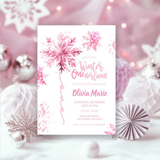Invitation Flocon de neige Aquarelle hiver ONE derland Annive