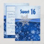 Invitation Flocon de neige argenté sur la partie bleue du (Devant / Derrière)