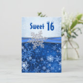 Invitation Flocon de neige argenté sur la partie bleue du (Debout devant)