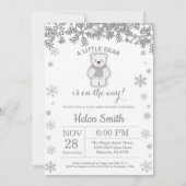 Invitation Flocon de Neige Baby Shower Hiver Ours  (Devant)
