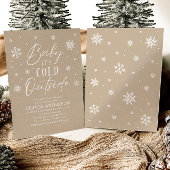 Invitation Flocon de neige beige bébé Il fait froid Baby show