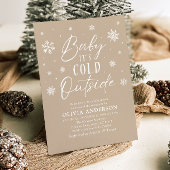 Invitation Flocon de neige beige bébé Il fait froid Baby show