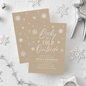 Invitation Flocon de neige beige bébé Il fait froid Baby show