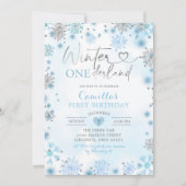 Invitation Flocon de neige blanc Silver Hiver Anniversaire (Devant)