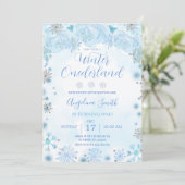 Invitation Flocon de neige bleu Anniversaire Hiver Onederland (Debout devant)
