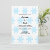Invitation Flocon de neige Bleu Blanc Élégant Mariage tendanc (Debout devant)