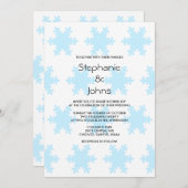 Invitation Flocon de neige Bleu Blanc tendance Mariage élégan (Devant / Derrière)
