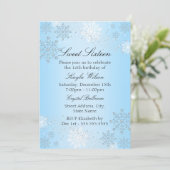 Invitation Flocon de neige bleu cristal hiver Wonderland Swee (Debout devant)