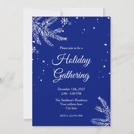 Invitation Flocon de neige bleu et blanc 5"x7" Rassemblement (Devant)