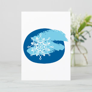Invitation Flocon de Neige Bleu Glacé Cercle Abstrait d'Hiver