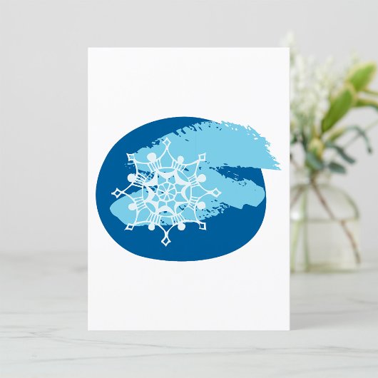 Invitation Flocon de Neige Bleu Glacé Cercle Abstrait d'Hiver