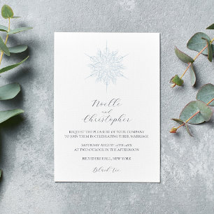 Invitation Flocon de neige bleu glace Élégant Mariage d'hiver
