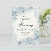 Invitation Flocon de neige bleu Icy Mariage hivernal (Debout devant)