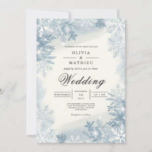 Invitation Flocon de neige bleu Icy Mariage hivernal