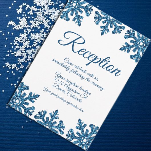 Invitation Flocon de neige bleu Réception de mariage d'hiver