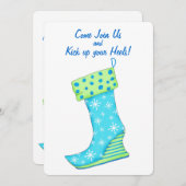 Invitation Flocon de neige bleu Stocker Noël fête (Devant / Derrière)