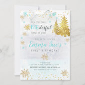 Invitation Flocon de neige Bleu UN moment de l'année Annivers (Devant)